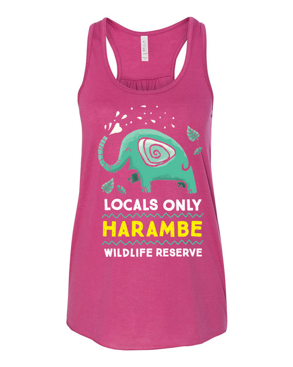 Harambe Locals Only, Flowy Racerback Tank, Berry