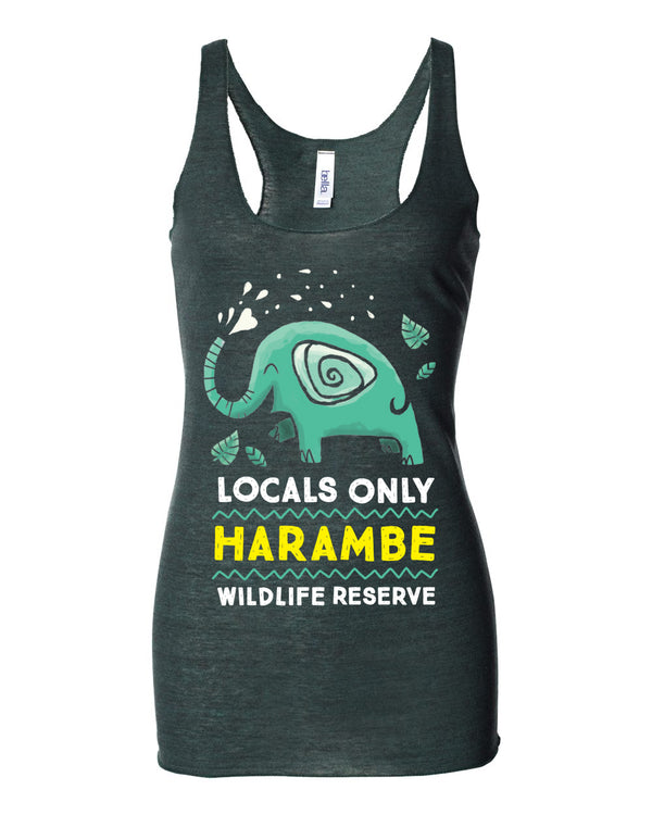 Harambe Locals Only, Triblend Racerback Tank, Emerald