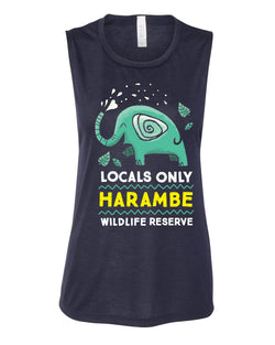 Harambe Locals Only, Flowy Scoop Muscle Tank, Midnight
