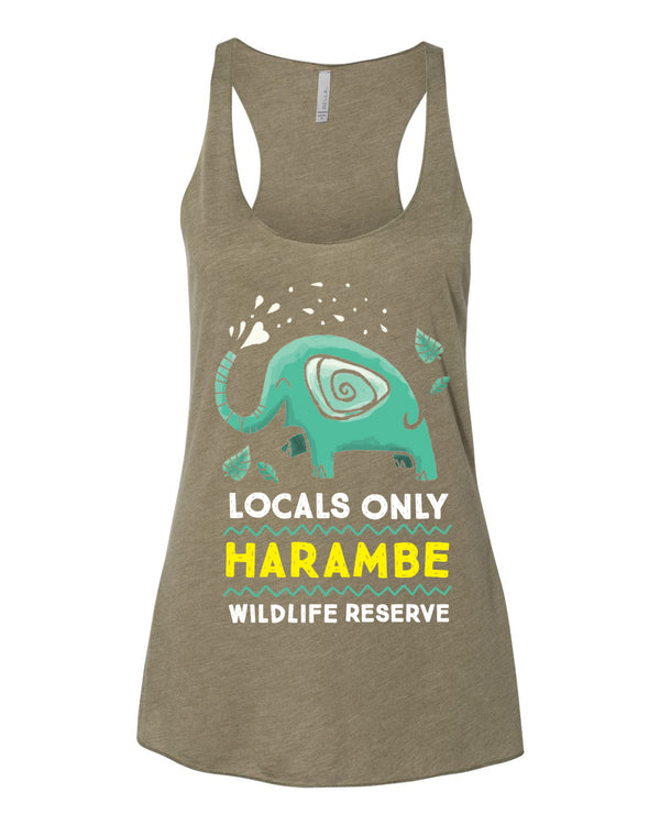 Harambe Locals Only, Triblend Racerback Tank, Olive