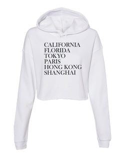 Magical Destinations, Women's Cropped Fleece Hoodie, White