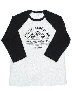 Mountain Ears Co. Logo, 3/4 Sleeve Raglan, White Fleck/Charcoal