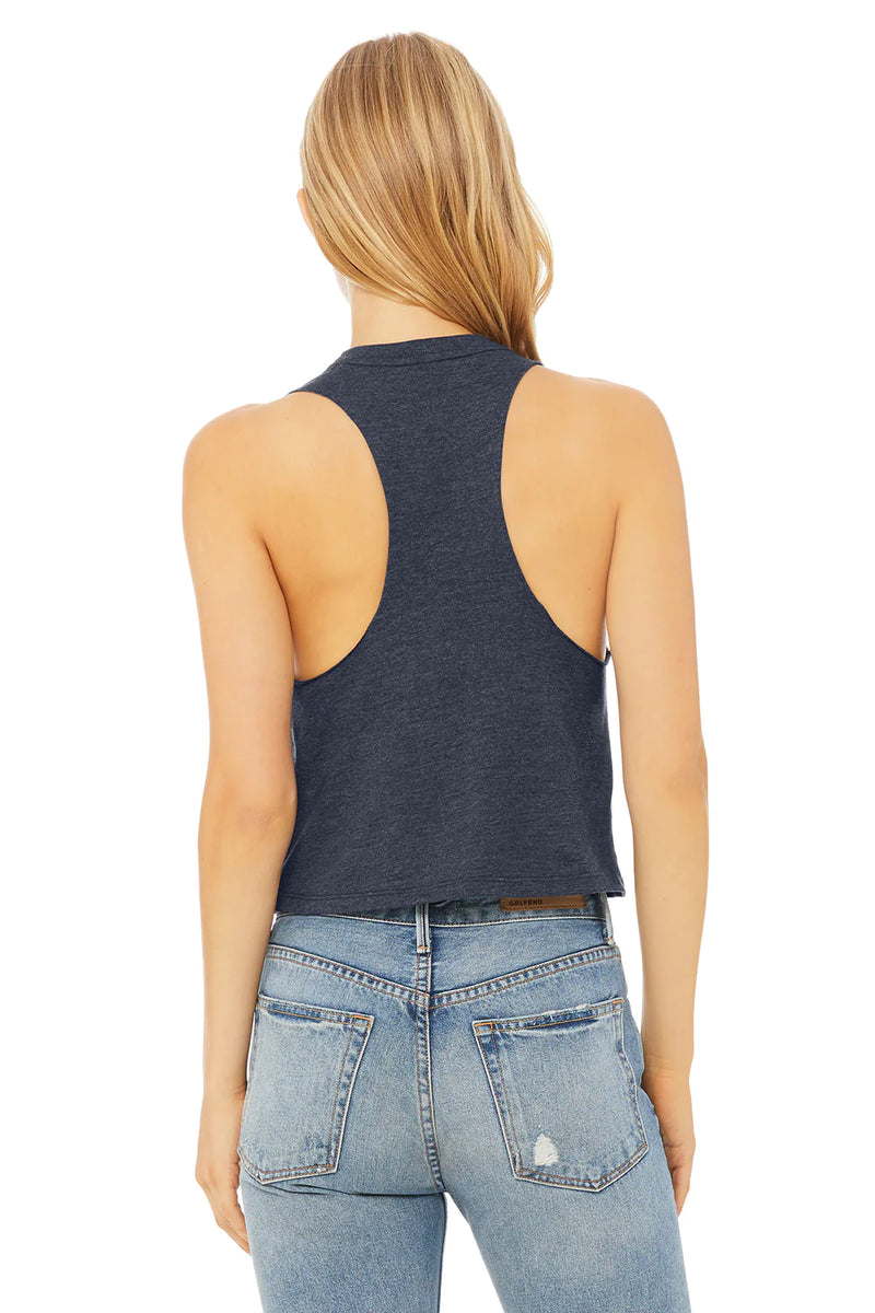 Bon Appétit, Racerback Cropped Tank, Heather Navy, Ready to Ship